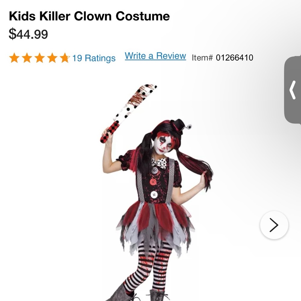 Kids killer clown costume